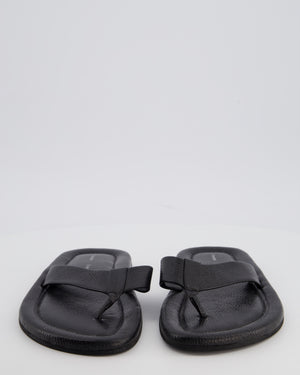 Proenza Schouler Black Cooper Leather Flip Flops Size EU 40