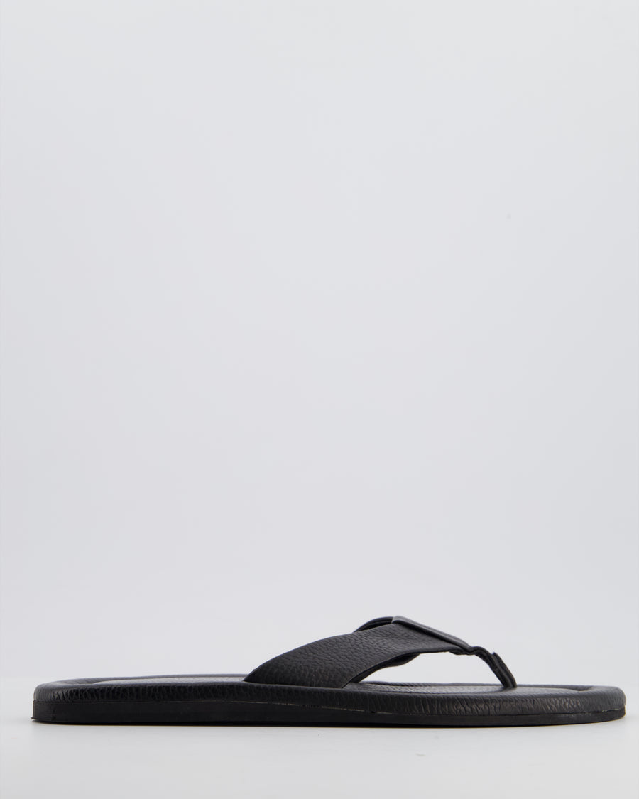 Proenza Schouler Black Cooper Leather Flip Flops Size EU 40