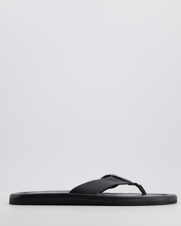 Proenza Schouler Black Cooper Leather Flip Flops Size EU 40