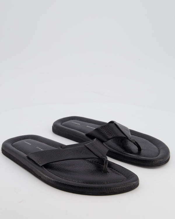 Proenza Schouler Black Cooper Leather Flip Flops Size EU 40