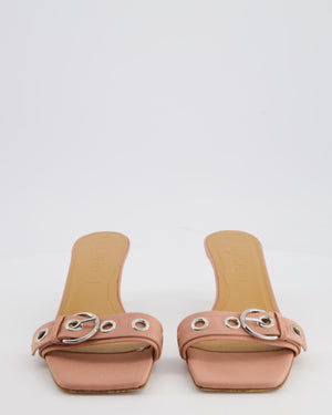 Aeyde Pink Satin Ilvy Eyelet Buckle Grosgrain Mules Size EU 40