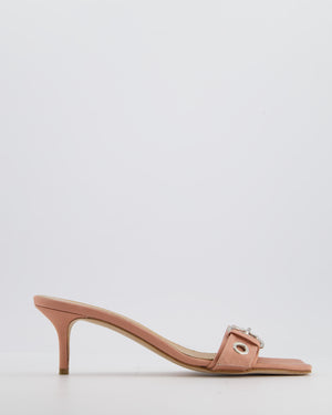 Aeyde Pink Satin Ilvy Eyelet Buckle Grosgrain Mules Size EU 40