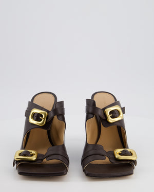 Bottega Veneta Brown Leather Stretch Buckle Mule Sandal Size EU 40 RRP £1,120