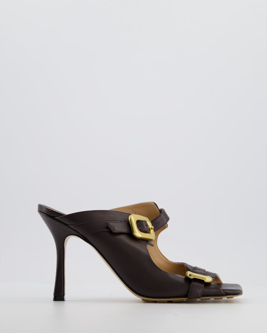 Bottega Veneta Brown Leather Stretch Buckle Mule Sandal Size EU 40 RRP £1,120