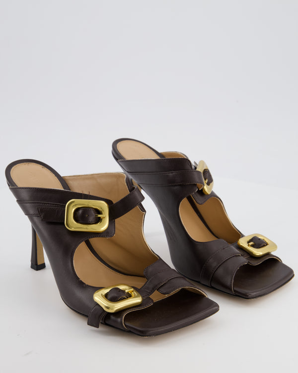 Bottega Veneta Brown Leather Stretch Buckle Mule Sandal Size EU 40 RRP £1,120