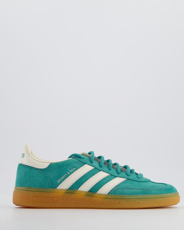 Sporty and Rich x Adidas Green and White Suede Handball Spezial Trainers Size EU 40