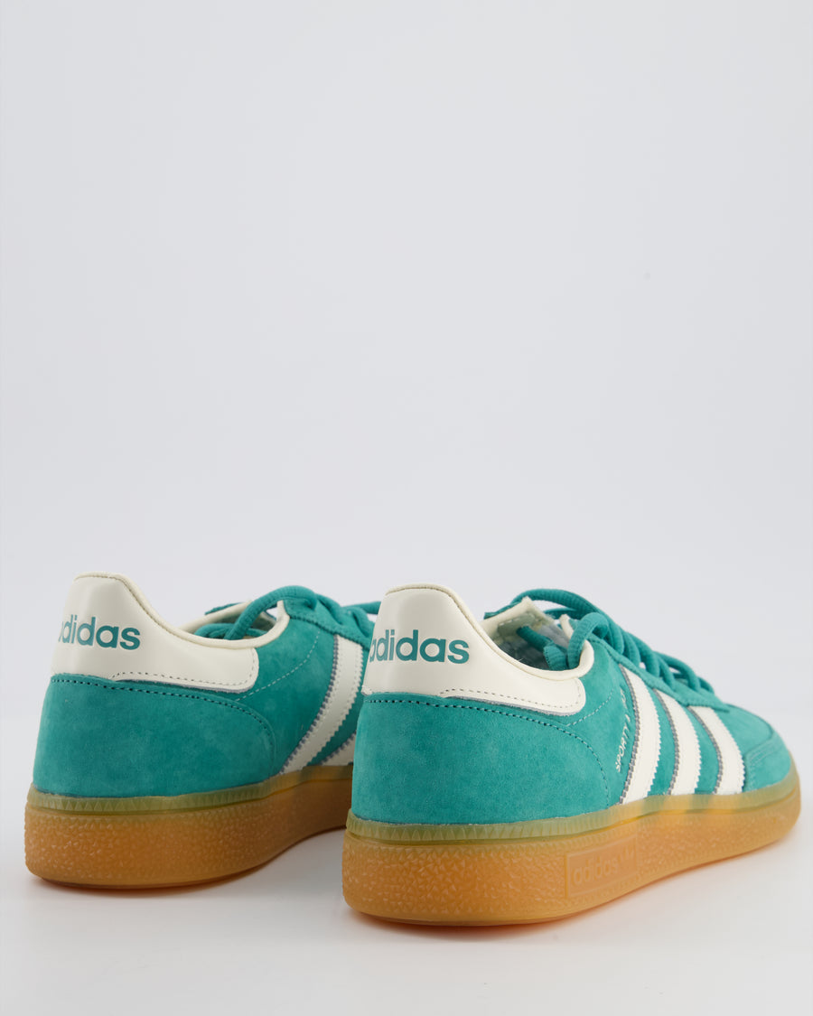 Sporty and Rich x Adidas Green and White Suede Handball Spezial Trainers Size EU 40