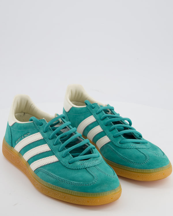 Sporty and Rich x Adidas Green and White Suede Handball Spezial Trainers Size EU 40