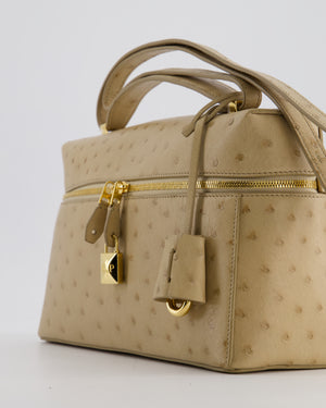 Loro Piana Extra Pocket L27 Bag in Beige Ostrich Leather with Gold Hardware RRP £5,950