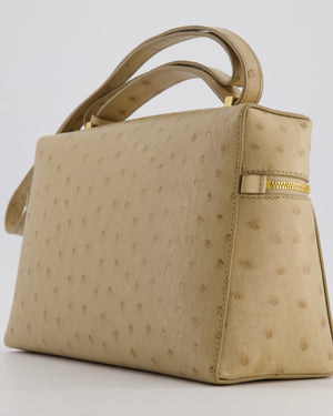 Loro Piana Extra Pocket L27 Bag in Beige Ostrich Leather with Gold Hardware RRP £5,950