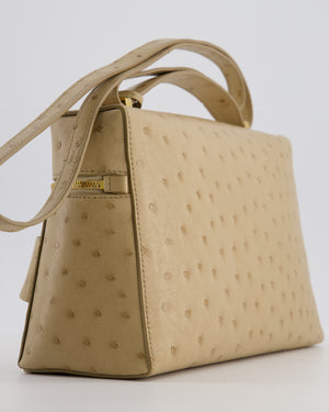 Loro Piana Extra Pocket L27 Bag in Beige Ostrich Leather with Gold Hardware RRP £5,950