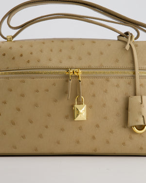 Loro Piana Extra Pocket L27 Bag in Beige Ostrich Leather with Gold Hardware RRP £5,950