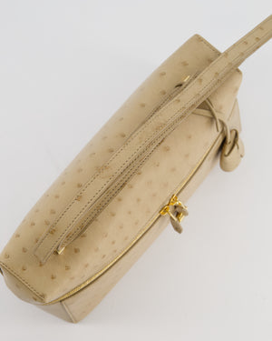 Loro Piana Extra Pocket L27 Bag in Beige Ostrich Leather with Gold Hardware RRP £5,950