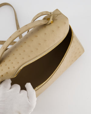 Loro Piana Extra Pocket L27 Bag in Beige Ostrich Leather with Gold Hardware RRP £5,950