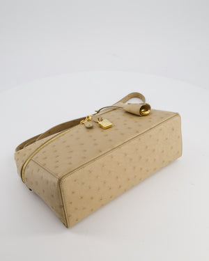 Loro Piana Extra Pocket L27 Bag in Beige Ostrich Leather with Gold Hardware RRP £5,950