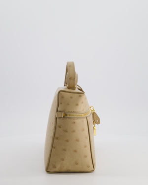 Loro Piana Extra Pocket L27 Bag in Beige Ostrich Leather with Gold Hardware RRP £5,950