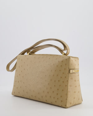 Loro Piana Extra Pocket L27 Bag in Beige Ostrich Leather with Gold Hardware RRP £5,950