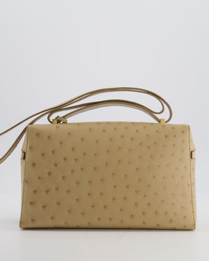 Loro Piana Extra Pocket L27 Bag in Beige Ostrich Leather with Gold Hardware RRP £5,950