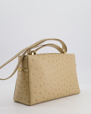 Loro Piana Extra Pocket L27 Bag in Beige Ostrich Leather with Gold Hardware RRP £5,950