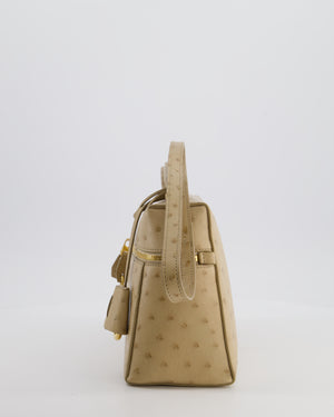 Loro Piana Extra Pocket L27 Bag in Beige Ostrich Leather with Gold Hardware RRP £5,950