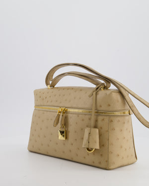 Loro Piana Extra Pocket L27 Bag in Beige Ostrich Leather with Gold Hardware RRP £5,950