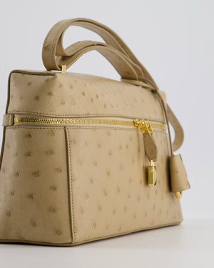Loro Piana Extra Pocket L27 Bag in Beige Ostrich Leather with Gold Hardware RRP £5,950