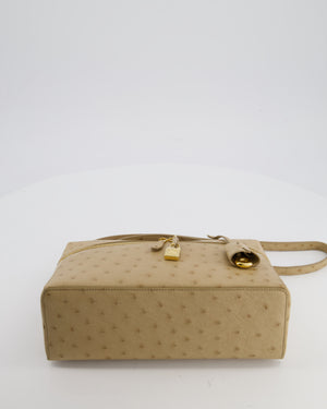 Loro Piana Extra Pocket L27 Bag in Beige Ostrich Leather with Gold Hardware RRP £5,950