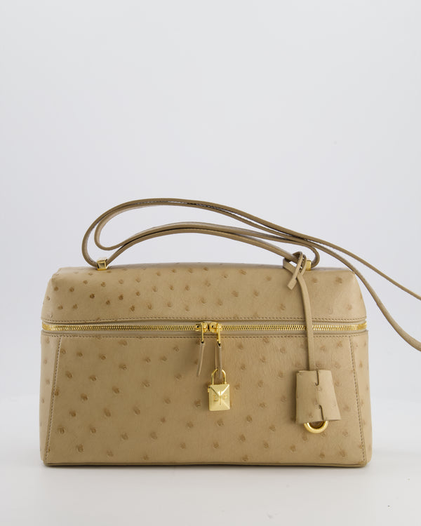Loro Piana Extra Pocket L27 Bag in Beige Ostrich Leather with Gold Hardware RRP £5,950