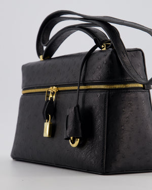 *HOT* Loro Piana Extra Pocket L27 Bag in Black Ostrich Leather with Gold Hardware RRP £5,950