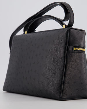 *HOT* Loro Piana Extra Pocket L27 Bag in Black Ostrich Leather with Gold Hardware RRP £5,950