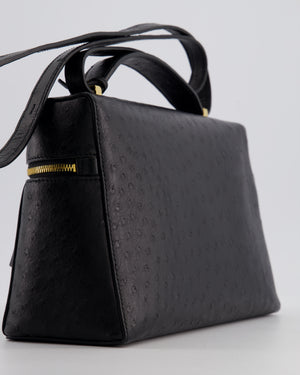 *HOT* Loro Piana Extra Pocket L27 Bag in Black Ostrich Leather with Gold Hardware RRP £5,950