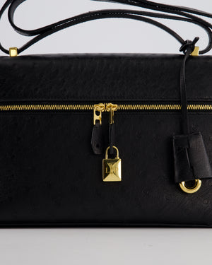 *HOT* Loro Piana Extra Pocket L27 Bag in Black Ostrich Leather with Gold Hardware RRP £5,950