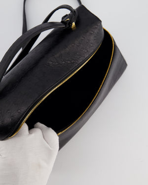 *HOT* Loro Piana Extra Pocket L27 Bag in Black Ostrich Leather with Gold Hardware RRP £5,950