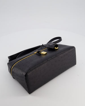 *HOT* Loro Piana Extra Pocket L27 Bag in Black Ostrich Leather with Gold Hardware RRP £5,950