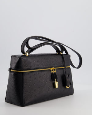 *HOT* Loro Piana Extra Pocket L27 Bag in Black Ostrich Leather with Gold Hardware RRP £5,950