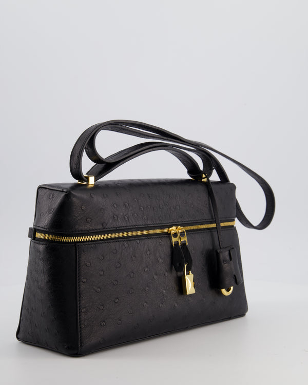 *HOT* Loro Piana Extra Pocket L27 Bag in Black Ostrich Leather with Gold Hardware RRP £5,950