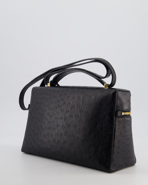 *HOT* Loro Piana Extra Pocket L27 Bag in Black Ostrich Leather with Gold Hardware RRP £5,950