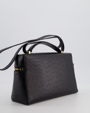 *HOT* Loro Piana Extra Pocket L27 Bag in Black Ostrich Leather with Gold Hardware RRP £5,950