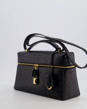 *HOT* Loro Piana Extra Pocket L27 Bag in Black Ostrich Leather with Gold Hardware RRP £5,950