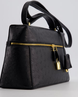 *HOT* Loro Piana Extra Pocket L27 Bag in Black Ostrich Leather with Gold Hardware RRP £5,950