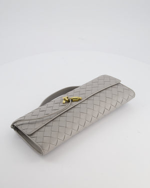 Bottega Veneta Grey Andiamo Intrecciato Leather Clutch Bag RRP £2310