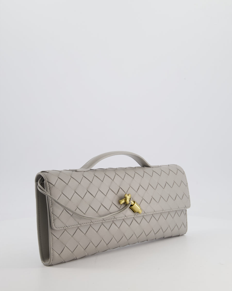 Bottega Veneta Grey Andiamo Intrecciato Leather Clutch Bag RRP £2310