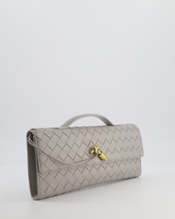 Bottega Veneta Grey Andiamo Intrecciato Leather Clutch Bag RRP £2310