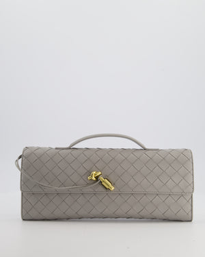 Bottega Veneta Grey Andiamo Intrecciato Leather Clutch Bag RRP £2310