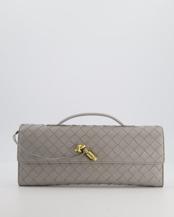 Bottega Veneta Grey Andiamo Intrecciato Leather Clutch Bag RRP £2310