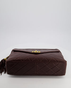 Chanel Chocolate Brown Vintage XL Envelope Shoulder Bag in Lambskin with 24K Gold Hardware