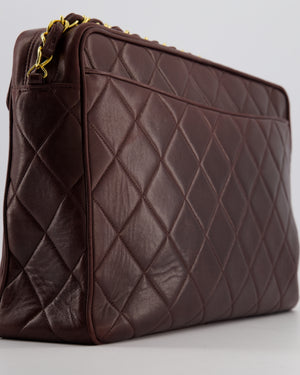 Chanel Chocolate Brown Vintage XL Envelope Shoulder Bag in Lambskin with 24K Gold Hardware