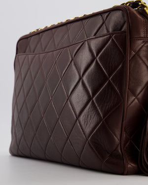 Chanel Chocolate Brown Vintage XL Envelope Shoulder Bag in Lambskin with 24K Gold Hardware