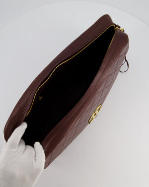 Chanel Chocolate Brown Vintage XL Envelope Shoulder Bag in Lambskin with 24K Gold Hardware