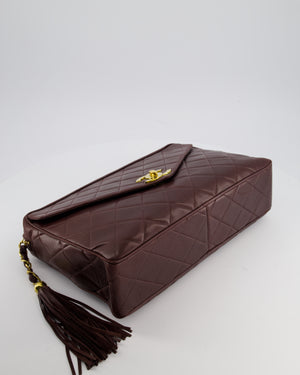Chanel Chocolate Brown Vintage XL Envelope Shoulder Bag in Lambskin with 24K Gold Hardware